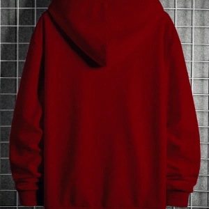 Erkek Günlük Harf Baskılı Kapüşonlu Sweatshirt Bağcıklı