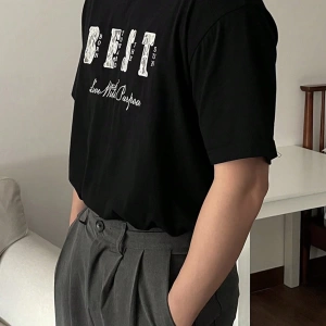 Erkek Günlük Harf Baskılı Kırmızı Tişört, Yaz