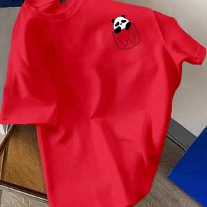 Erkek Günlük Karikatür Baskılı Siyah Yuvarlak Yaka Kısa Kollu Tişört