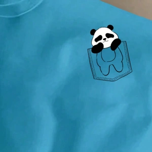Erkek Günlük Karikatür Baskılı Siyah Yuvarlak Yaka Kısa Kollu Tişört