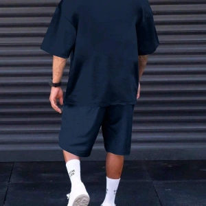 Erkek Günlük Seyahat Kısa Kollu Yuvarlak Yaka Tişört ve Şort Takımı