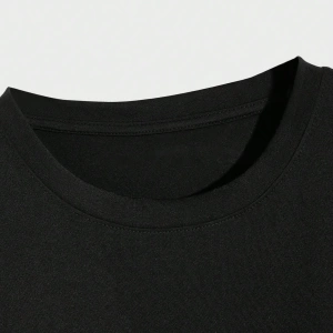 Erkek Günlük Yuvarlak Yaka Kısa Kollu Tişört, Düz Renk Minimalist Moda, İlkbahar ve Yaz Günlü