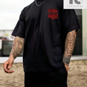 Erkek Harf Ve Yüz Baskılı Tişört