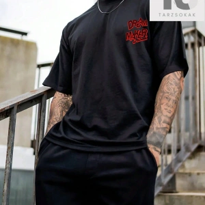 Erkek Harf Ve Yüz Baskılı Tişört