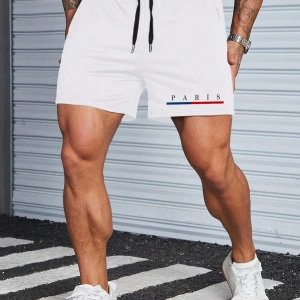 Erkek Harfli Grafik Bağcıklı Bel Şort Jogger Antrenman Baba Ve Ben