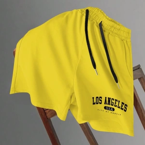 Erkek Harfli Grafik Bağcıklı Bel Şort Ter Los Angeles Egzersizi Baba Ve Be