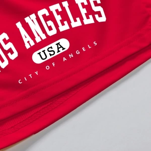 Erkek Harfli Grafik Bağcıklı Bel Şort Ter Los Angeles Egzersizi Baba Ve Be
