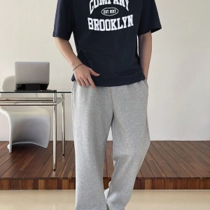 Erkek Harfli Grafik Düşük Omuzlu Tişört Yaz