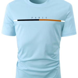 Erkek Harfli Grafik Günlük Kısa Kollu Tişört, Erkek Arkadaş Hediyesi