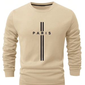 Erkek Harfli Grafik Sweatshirt Dışarı Çıkma Mürettebat Yaka Siyah Grafik Uzun