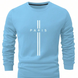 Erkek Harfli Grafik Sweatshirt Dışarı Çıkma Mürettebat Yaka Siyah Grafik Uzun