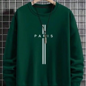 Erkek Harfli Grafik Sweatshirt Dışarı Çıkma Mürettebat Yaka Siyah Grafik Uzun