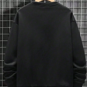 Erkek Harfli Grafik Sweatshirt Dışarı Çıkma Mürettebat Yaka Siyah Grafik Uzun