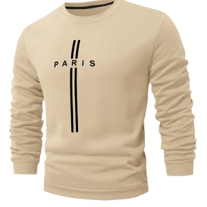 Erkek Harfli Grafik Sweatshirt Dışarı Çıkma Mürettebat Yaka Siyah Grafik Uzun