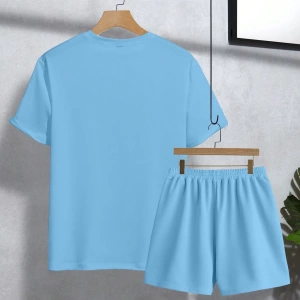 Erkek Harfli Grafik Tişört ve Bağcıklı Bel Şortu