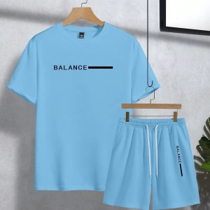 Erkek Harfli Grafik Tişört ve Bağcıklı Bel Şortu