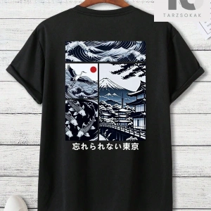 Erkek Heykel Baskılı Bol Tişört