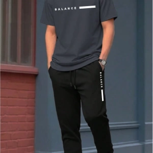Erkek İngiliz Grafik Kısa Kollu Tişört ve Pantolon Set, Günlük Giyim