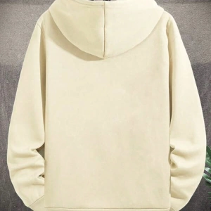 Erkek İtalyan Yaratıcı Baskılı Günlük Çok Yönlü Harfli Kapşonlu Sweatshirt Termal Astarlı