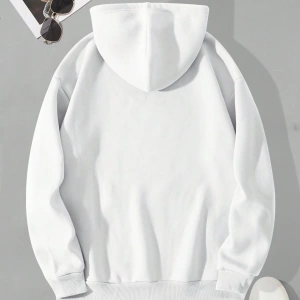 Erkek İtalyan Yaratıcı Baskılı Günlük Çok Yönlü Harfli Kapşonlu Sweatshirt Termal Astarlı