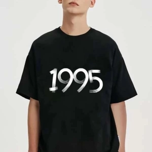Erkek Kahverengi 1995 Baskılı Bisiklet Yaka Tshirt