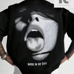 Erkek Kanat Ve Çapraz Desenli Yuvarlak Yaka T-shirt