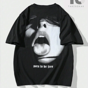 Erkek Kanat Ve Çapraz Desenli Yuvarlak Yaka T-shirt