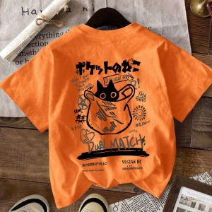 Erkek Karikatür Baskılı Beyaz Tişört