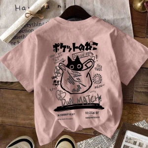 Erkek Karikatür Baskılı Beyaz Tişört