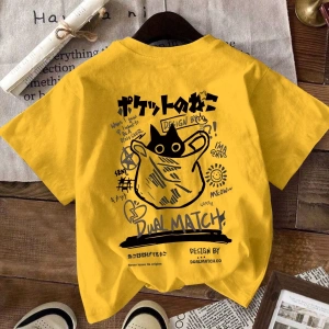 Erkek Karikatür Baskılı Beyaz Tişört