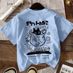 Erkek Karikatür Baskılı Beyaz Tişört