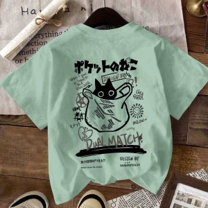 Erkek Karikatür Baskılı Beyaz Tişört
