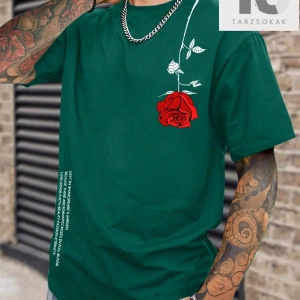 Erkek Karikatür Desenli Yuvarlak Yaka Kısa Kollu Tişört