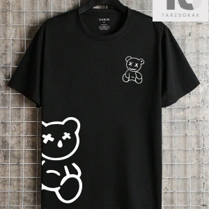 Erkek Karikatür Desenli Yuvarlak Yaka Kısa Kollu Tişört