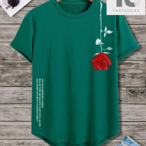 Erkek Karikatür Desenli Yuvarlak Yaka Kısa Kollu Tişört