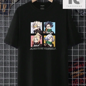 Erkek Karikatür Mektup Baskı Kısa Kollu Tişört