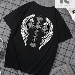 Erkek Karikatür & Slogan Grafikli Düşük Omuz Tişörtü