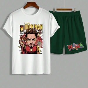 Erkek Kartal Baskılı Günlük Kısa Kollu Tişört ve Pantolon Set