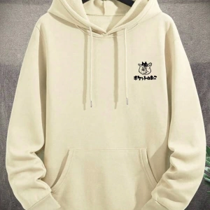 Erkek Kedi Grafik Baskılı Günlük Kazak Polar Kapşonlu Kapşonlu Sweatshirt