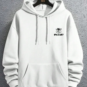 Erkek Kedi Grafik Baskılı Günlük Kazak Polar Kapşonlu Kapşonlu Sweatshirt