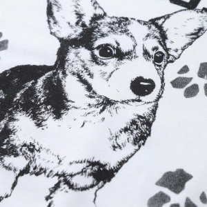 Erkek Köpek Slogan Baskılı Yuvarlak Yaka Kısa Kollu Günlük Tişört