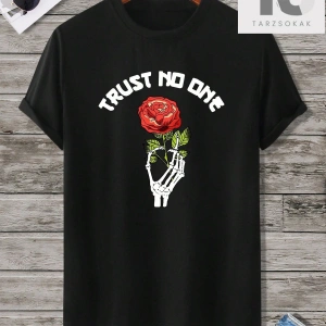 Erkek Loose Fit Palmiye Ağacı ve Mektup Baskılı Kısa Kollu Tişört