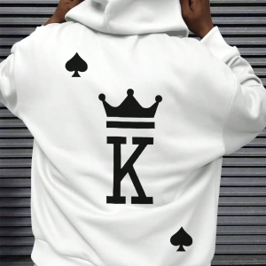 Erkek Mektup Baskılı Günlük Kapüşonlu Sweatshirt, Günlük Giyim İçin Uzun Koll