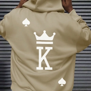 Erkek Mektup Baskılı Günlük Kapüşonlu Sweatshirt, Günlük Giyim İçin Uzun Koll