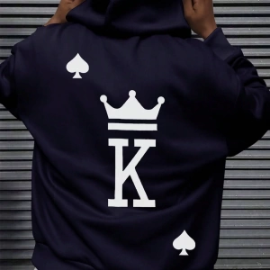 Erkek Mektup Baskılı Günlük Kapüşonlu Sweatshirt, Günlük Giyim İçin Uzun Koll