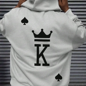 Erkek Mektup Baskılı Günlük Kapüşonlu Sweatshirt, Günlük Giyim İçin Uzun Koll