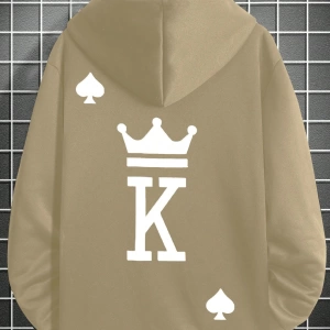 Erkek Mektup Baskılı Günlük Kapüşonlu Sweatshirt, Günlük Giyim İçin Uzun Koll