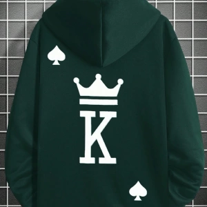 Erkek Mektup Baskılı Günlük Kapüşonlu Sweatshirt, Günlük Giyim İçin Uzun Koll