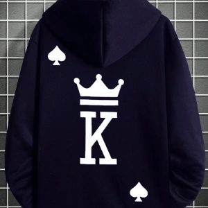 Erkek Mektup Baskılı Günlük Kapüşonlu Sweatshirt, Günlük Giyim İçin Uzun Koll