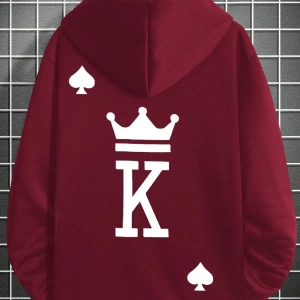 Erkek Mektup Baskılı Günlük Kapüşonlu Sweatshirt, Günlük Giyim İçin Uzun Koll